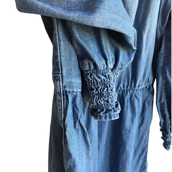 Cloth and Stone Tencel Chambray Ruffled Shirtdress size L Ombre, no belt - Picture 5 of 7